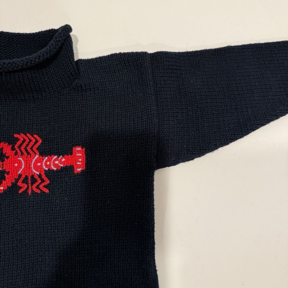 Red Wagon Navy Blue Lobster Sweater Boys 24 Months 100% Cotton Knit Peru - Picture 2 of 6